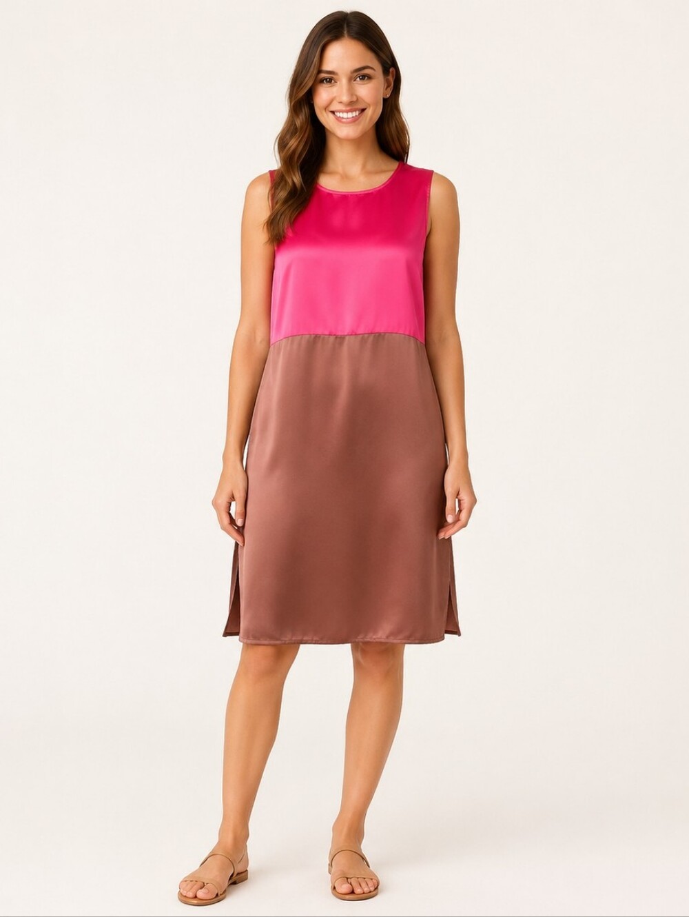 Zara Woman Shift Dress Color Block Sleeveless